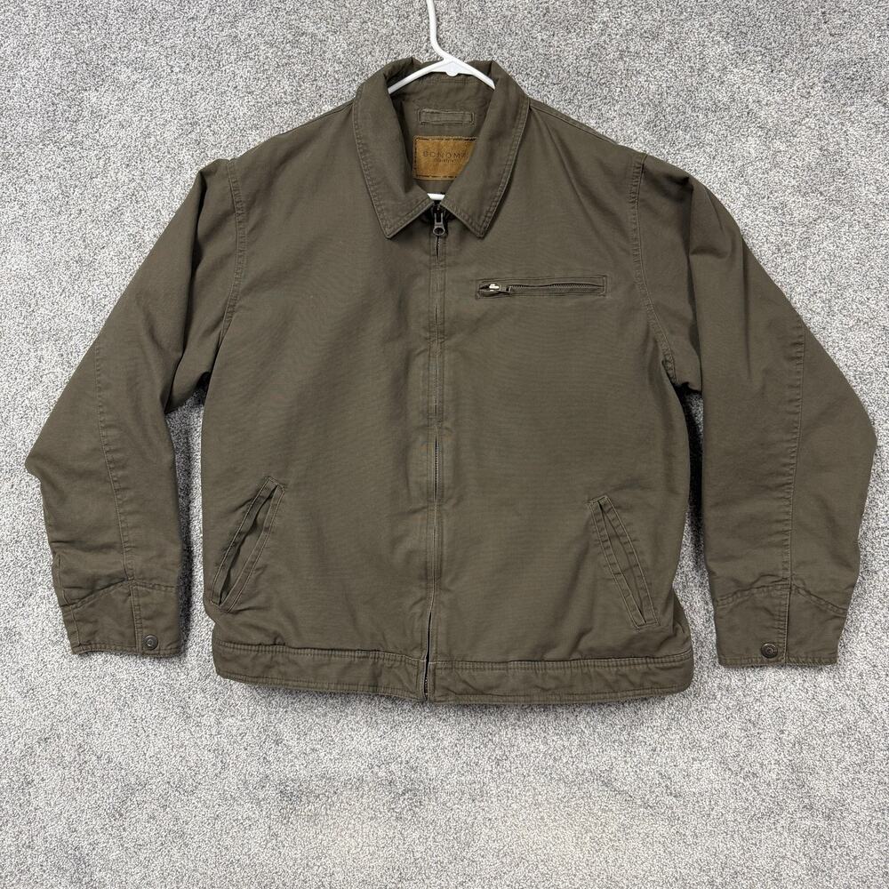 Sonoma Life+style Bomber Jacket Mens L Brown Canvas Fleece Lined Workwear